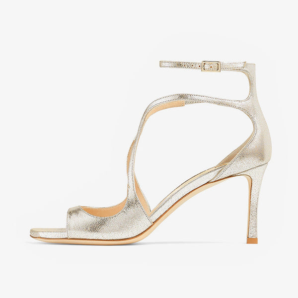 Yellow Glitter Leather Sandals