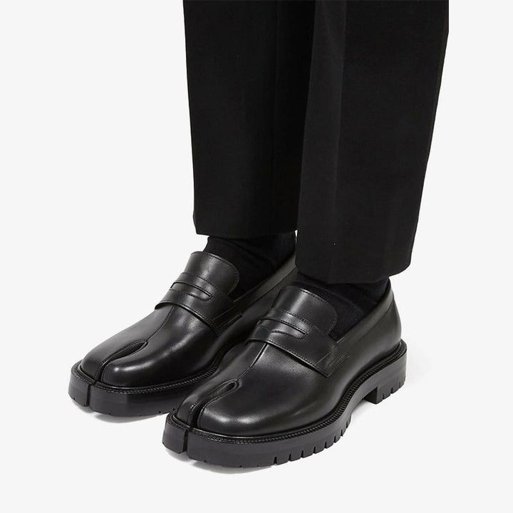 Black Leather Slip-On Loafer Unisex - ARNO CONTI